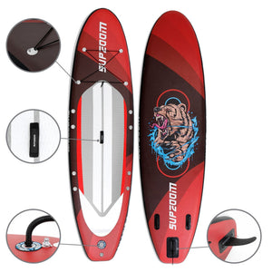 10 Ft Inflatable Stand Up Paddle Board Kit SUP Pump Backpack Surfing Adult Youth Red & Brown - Trend Times Toy Stores