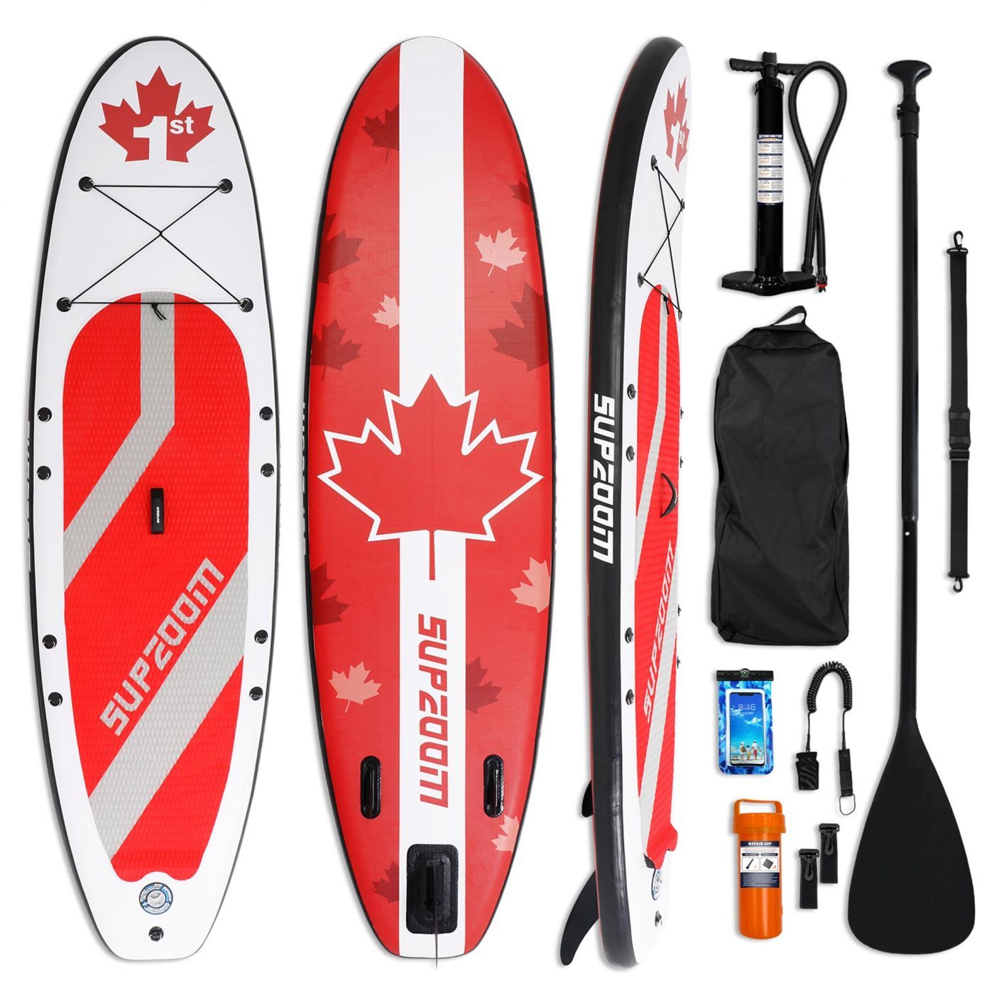 10 Ft Inflatable Stand Up Paddle Board Kit SUP Pump Backpack Surfing Adult Youth Red & White - Trend Times Toy Stores