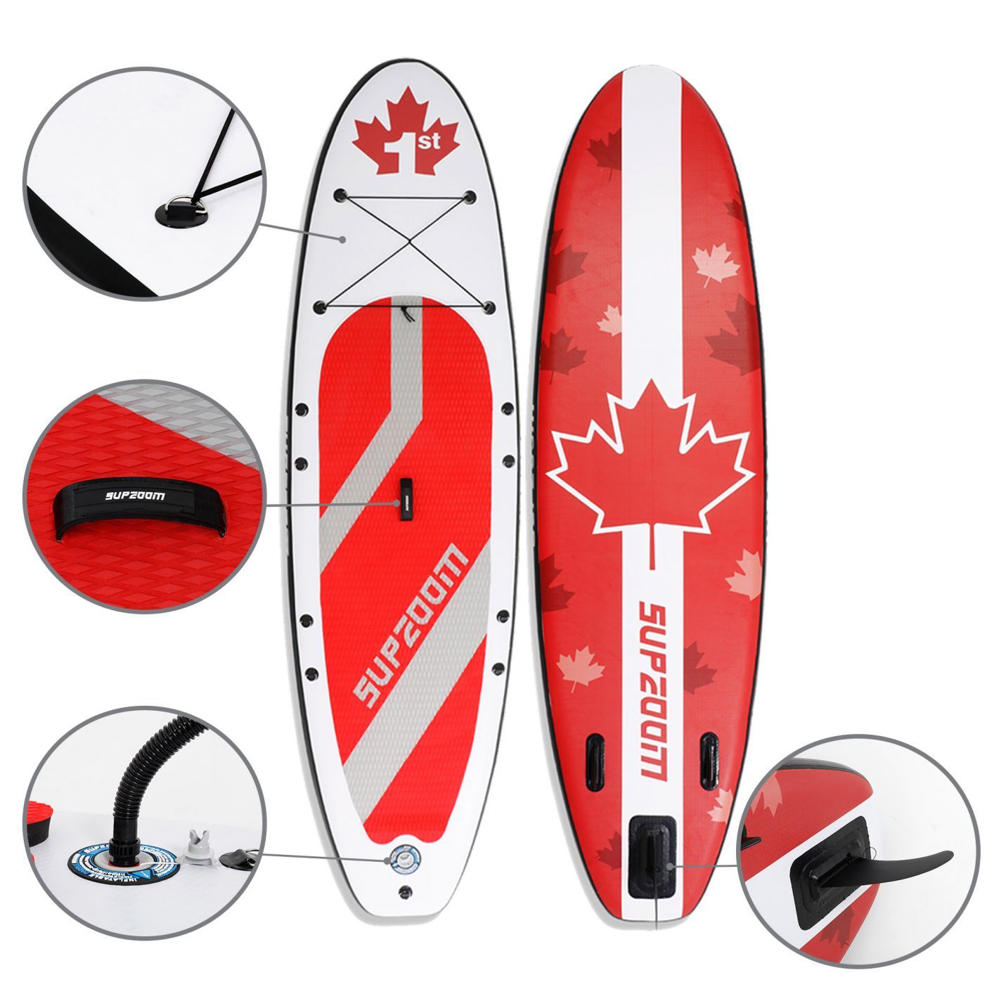 10 Ft Inflatable Stand Up Paddle Board Kit SUP Pump Backpack Surfing Adult Youth Red & White - Trend Times Toy Stores