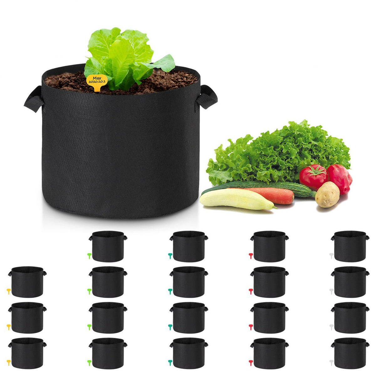 10 Gallon Grow Bags Fabric w/ Handles Gardening Planter Pot for Fruit Vegetable 20 Packs - Trend Times Toy Stores