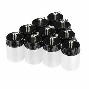 10 Pcs Airbrush Pigment Bottles Dual Action Jars Lid Siphon Feed Paint Cup 22 cc - Trend Times Toy Stores