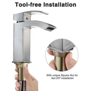 10" Sink Faucet Waterfall Bathroom Bath Basin Mixer Tap Single Handle Brushed - Trend Times Toy Stores