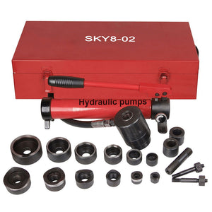 10 Ton 6 Die Hydraulic Knockout Punch Hand Pump Hole Tool Driver Kit w/ Case New Red - Trend Times Toy Stores
