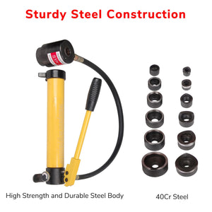 10 Ton 6 Die Hydraulic Knockout Punch Hand Pump Hole Tool Driver Kit w/ Case New Yellow - Trend Times Toy Stores