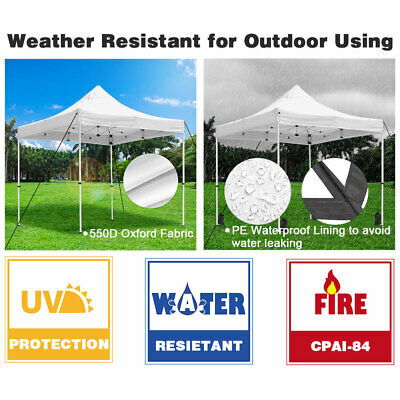 10'x10' EZ Pop Up Canopy Outdoor Sun Shade Wedding Party Tent Gazebo White 550D - Trend Times Toy Stores
