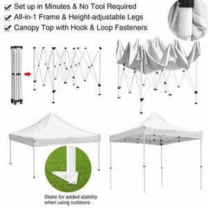 10'x10' EZ Pop Up Canopy Outdoor Sun Shade Wedding Party Tent Gazebo White 550D - Trend Times Toy Stores