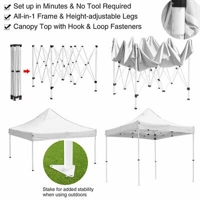10'x10' EZ Pop Up Canopy Outdoor Sun Shade Wedding Party Tent Gazebo White 550D - Trend Times Toy Stores