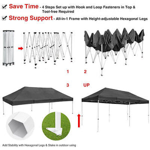 10 x20 EZ Pop UP Wedding Party Tent Folding Gazebo Canopy Heavy Duty/ Carry Case - Trend Times Toy Stores