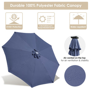 10ft Solar Powered Patio Umbrella Outdoor Yard Parasol Sunshade Tilt with Crank Navy Blue - Trend Times Toy Stores