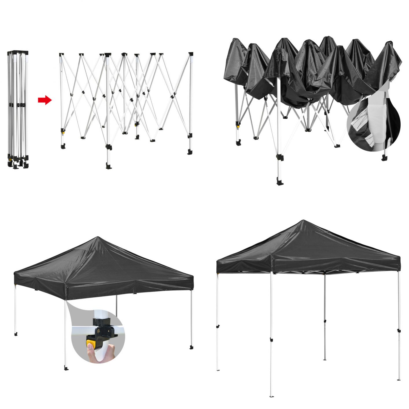 10x10' EZ Pop Up Canopy Commercial Tent Outdoor Business Gazebo Shelter Sidewall Black, with 1 Wall - Trend Times Toy Stores