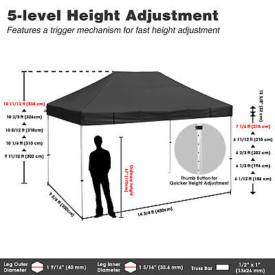 10x15 ft Pop Up Canopy CPAI-84 Commercial Outdoor Trade Fair Party Tent Black - Trend Times Toy Stores