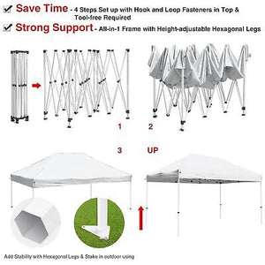 10x15 ft Pop Up Canopy CPAI-84 Commercial Outdoor Trade Fair Party Tent White - Trend Times Toy Stores