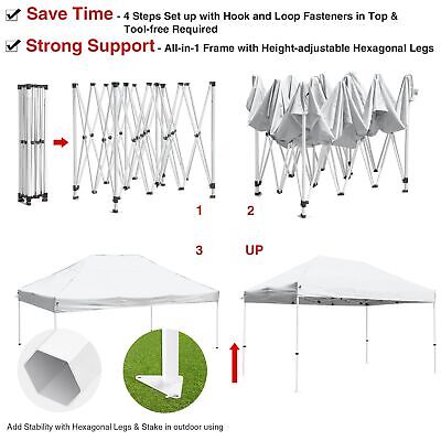 10x15 ft Pop Up Canopy CPAI-84 Commercial Outdoor Trade Fair Party Tent White - Trend Times Toy Stores