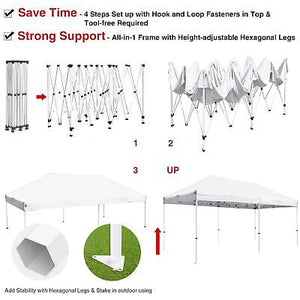 10x20 ft Pop Up Canopy CPAI-84 Commercial Outdoor Trade Fair Party Tent White - Trend Times Toy Stores