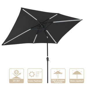 10x6.5Ft Solar Powered Patio Umbrella with Tilt and Crank Balcony Deck Pool Black - Trend Times Toy Stores