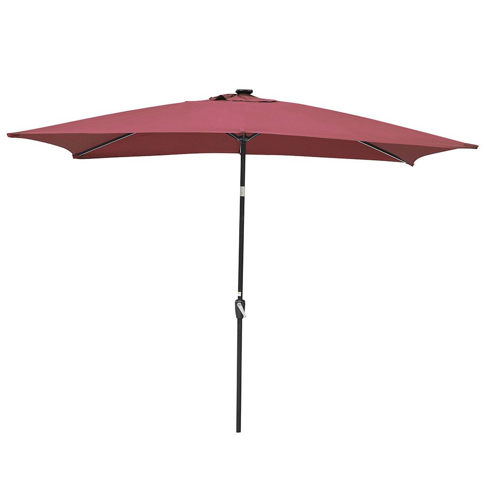 10x6.5Ft Solar Powered Patio Umbrella with Tilt and Crank Balcony Deck Pool Terra Red - Trend Times Toy Stores