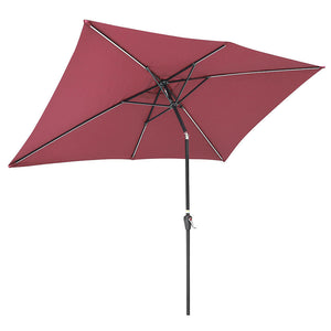 10x6.5Ft Solar Powered Patio Umbrella with Tilt and Crank Balcony Deck Pool Terra Red - Trend Times Toy Stores