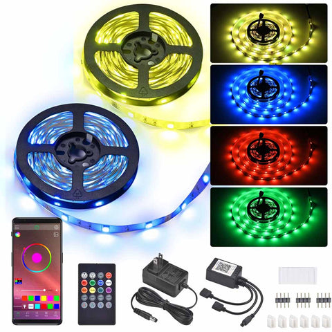 32ft LED Strip Lights Bluetooth App Music Remote Multi-Color