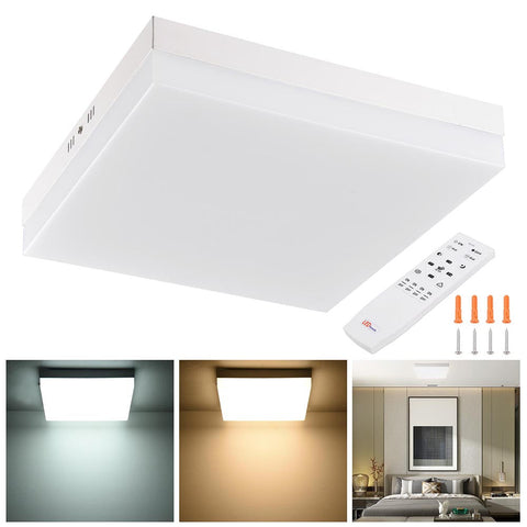 Kitchen Ceiling Light Square Dimmable Flush Mount w/ Remote 36W