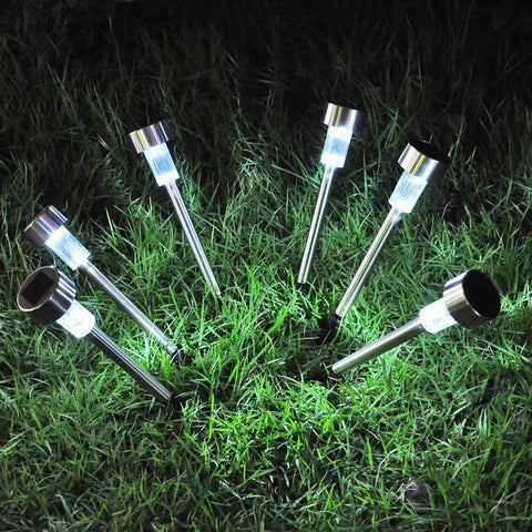 6x Solar Landscape Light White Outdoor Path Silver