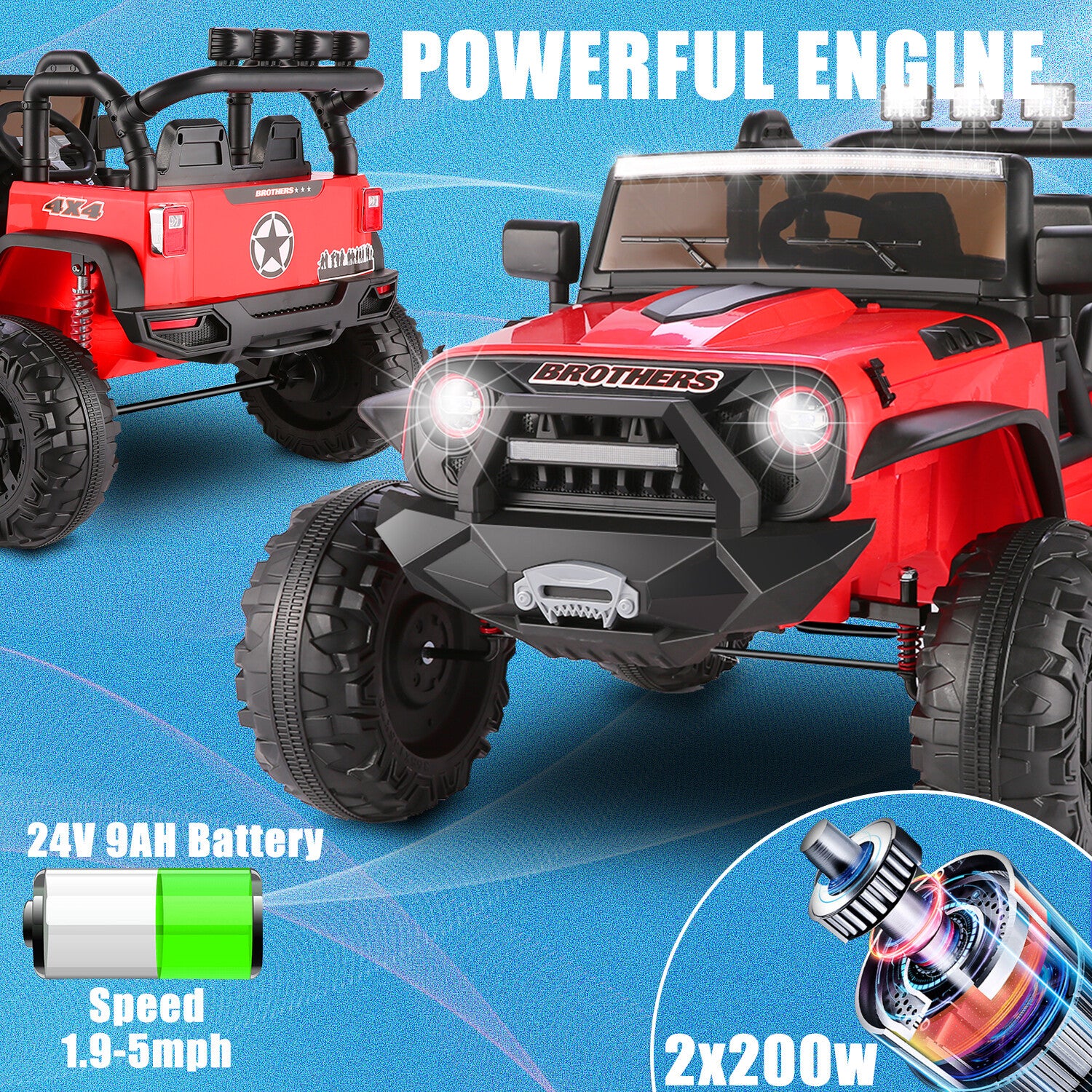 12/24V Large Electric Ride-On Truck and Motorcycle for Kids Trend Times 2