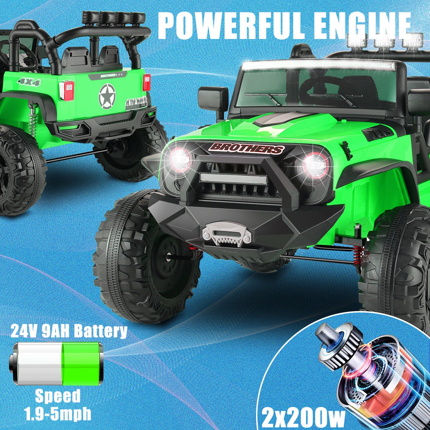 12/24V Large Electric Ride-On Truck for Kids with Parental Remote Control Trend Times 26
