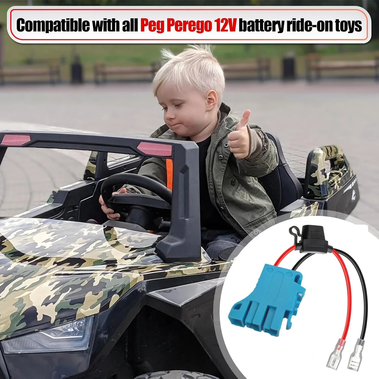 12 AWG 40A Battery Wire Harness Connector Compatible with 12V Peg Perego Cars Trend Times 3