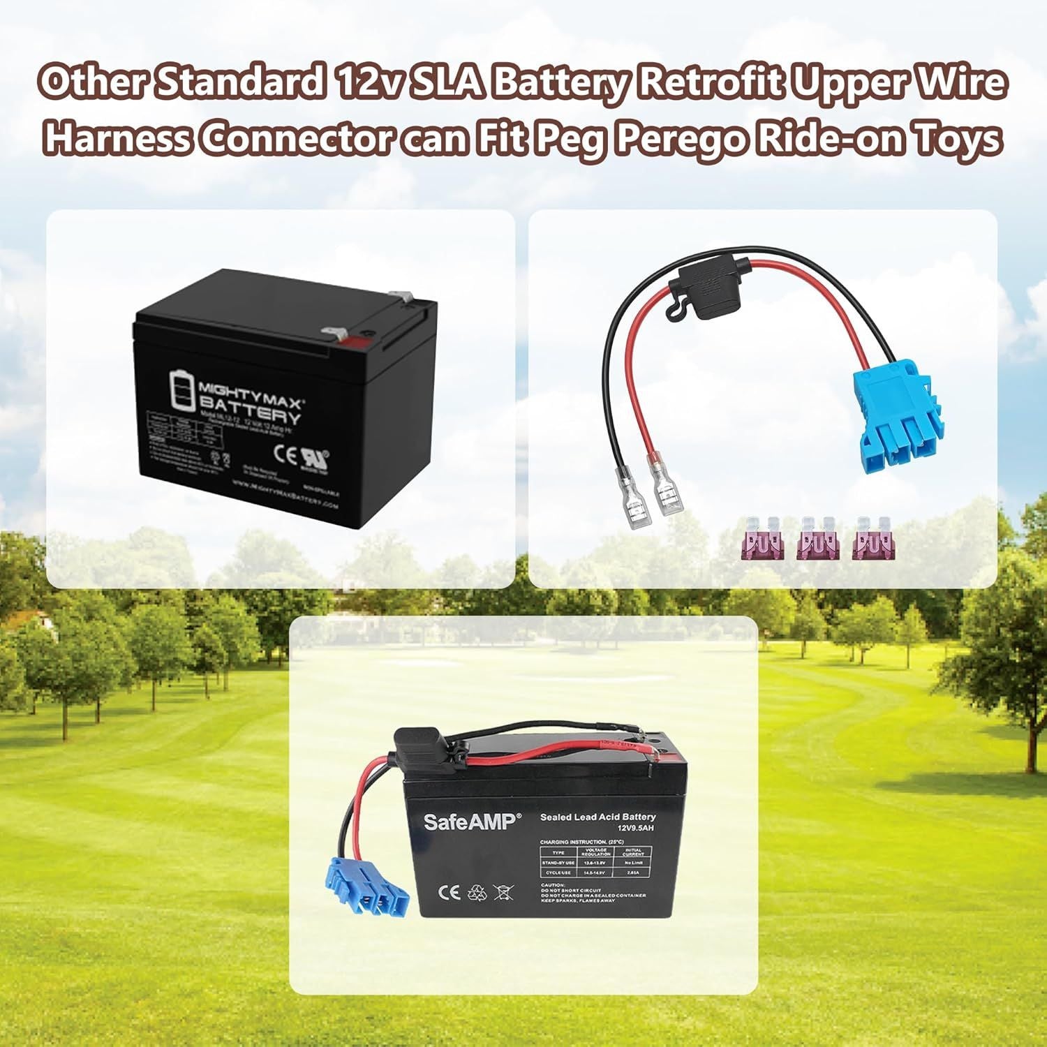 12 AWG 12 Volt Blue Wire Harness Connector Compatible with Peg Perego Trend Times 2