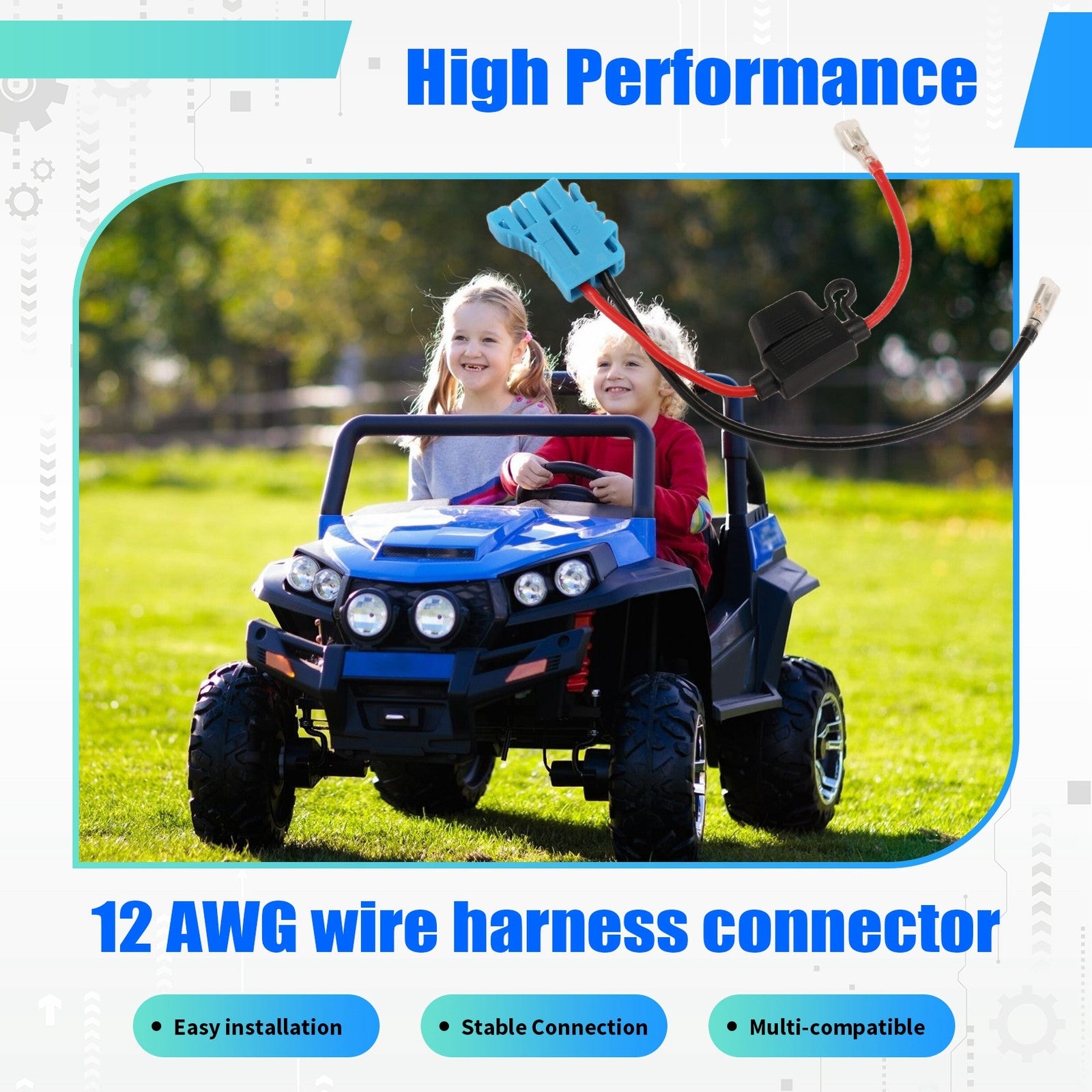 12 AWG Wire Harness Connector Replacement Compatible with Peg Perego 12V9803 Trend Times 5