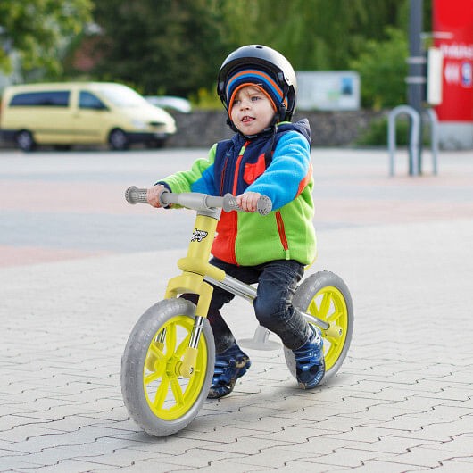 12 Inch Green Balance Bike with Adjustable Seat and Rotatable Handlebar Trend Times 2