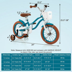 12 Inch Adjustable Kids Bike with Removable Basket for Ages 3-4 Years Trend Times 3