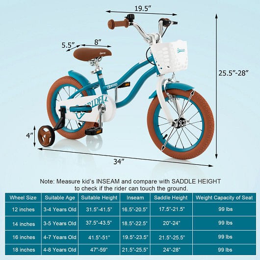 12 Inch Adjustable Kids Bike with Removable Basket for Ages 3-4 Years Trend Times 3