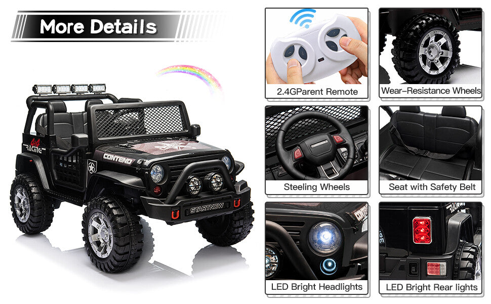 12V Electric 2-Seater Jeep Ride-On Car with Remote Control for Kids Ages 3-6 Trend Times 4