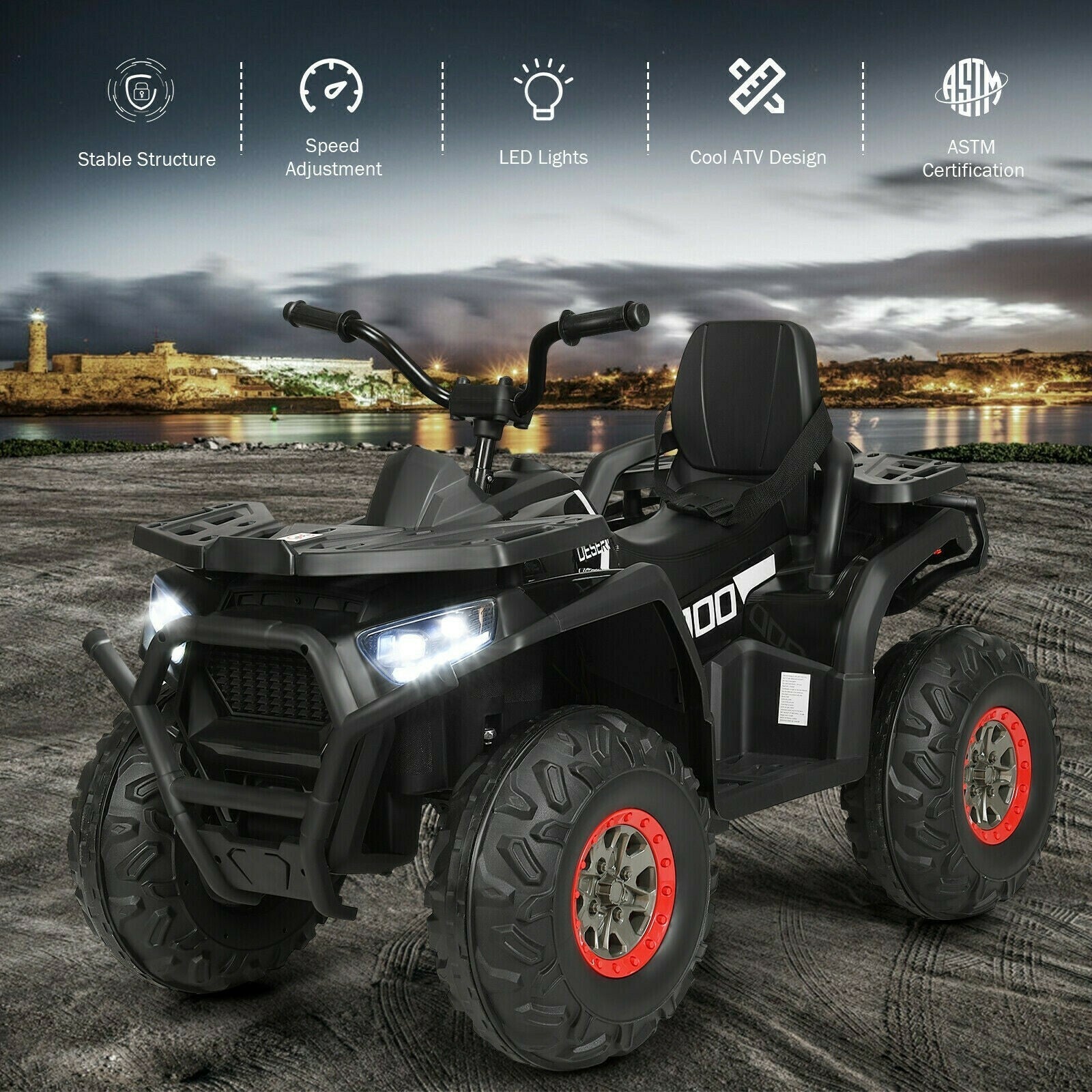 V Kids Electric 4-Wheeler ATV Quad with MP3 Player and LED Lights Trend Times 9
