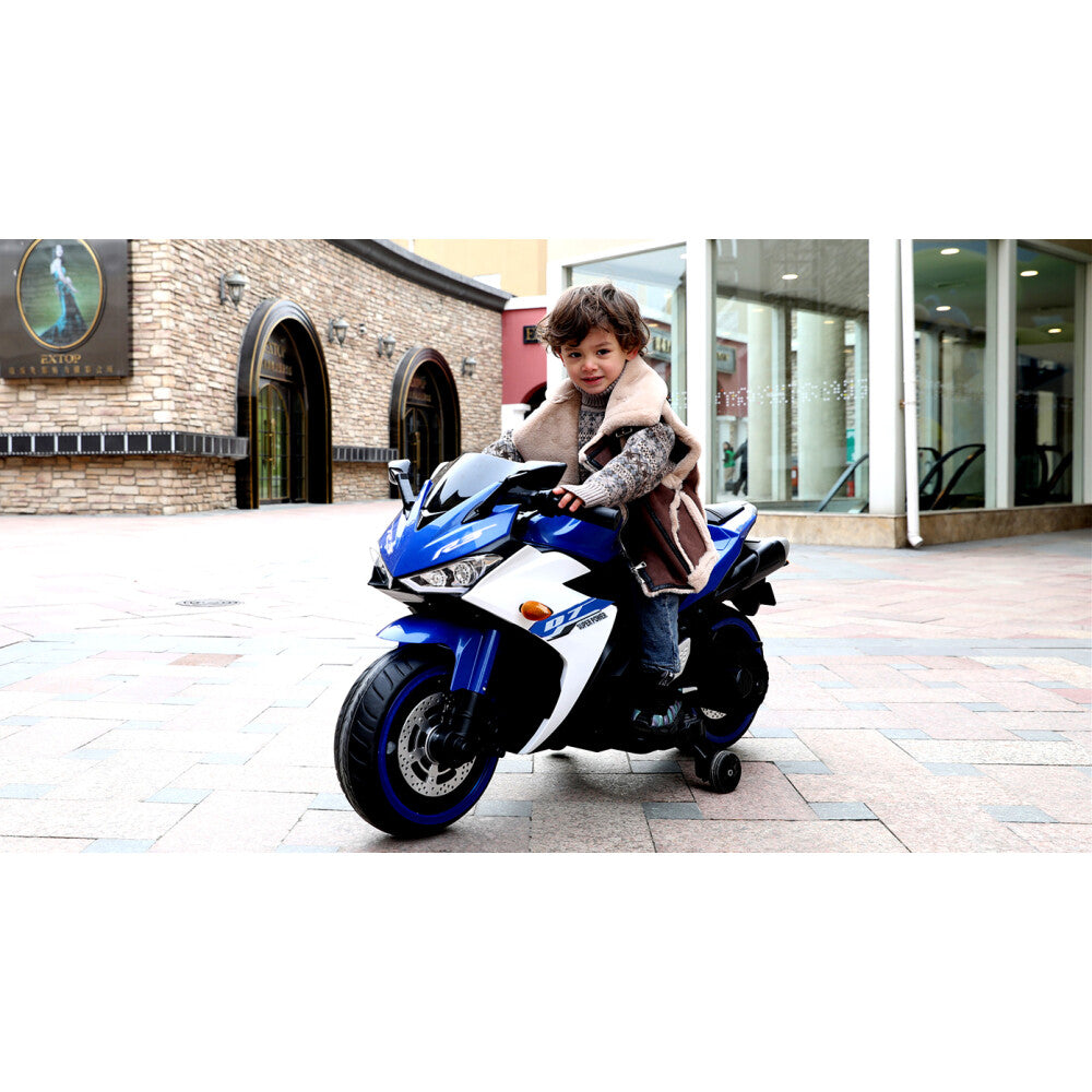 12V Kids Electric Car with Manual Hand Throttle Drive and Lighting Wheels Blue Trend Times 11