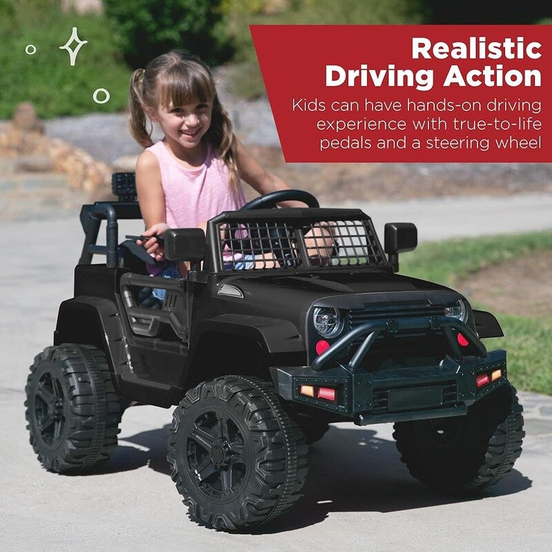 12V Kids Ride-On Truck with Remote Control, Spring Suspension, LED Lights, and AUX Port Trend Times 3