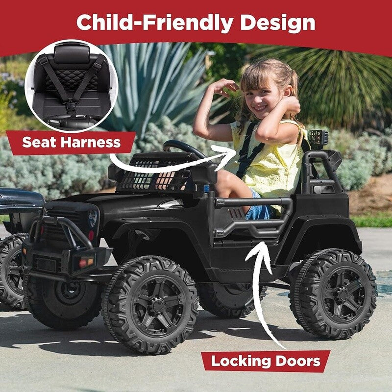 12V Kids Ride-On Truck with Remote Control, Spring Suspension, LED Lights, and AUX Port Trend Times 5