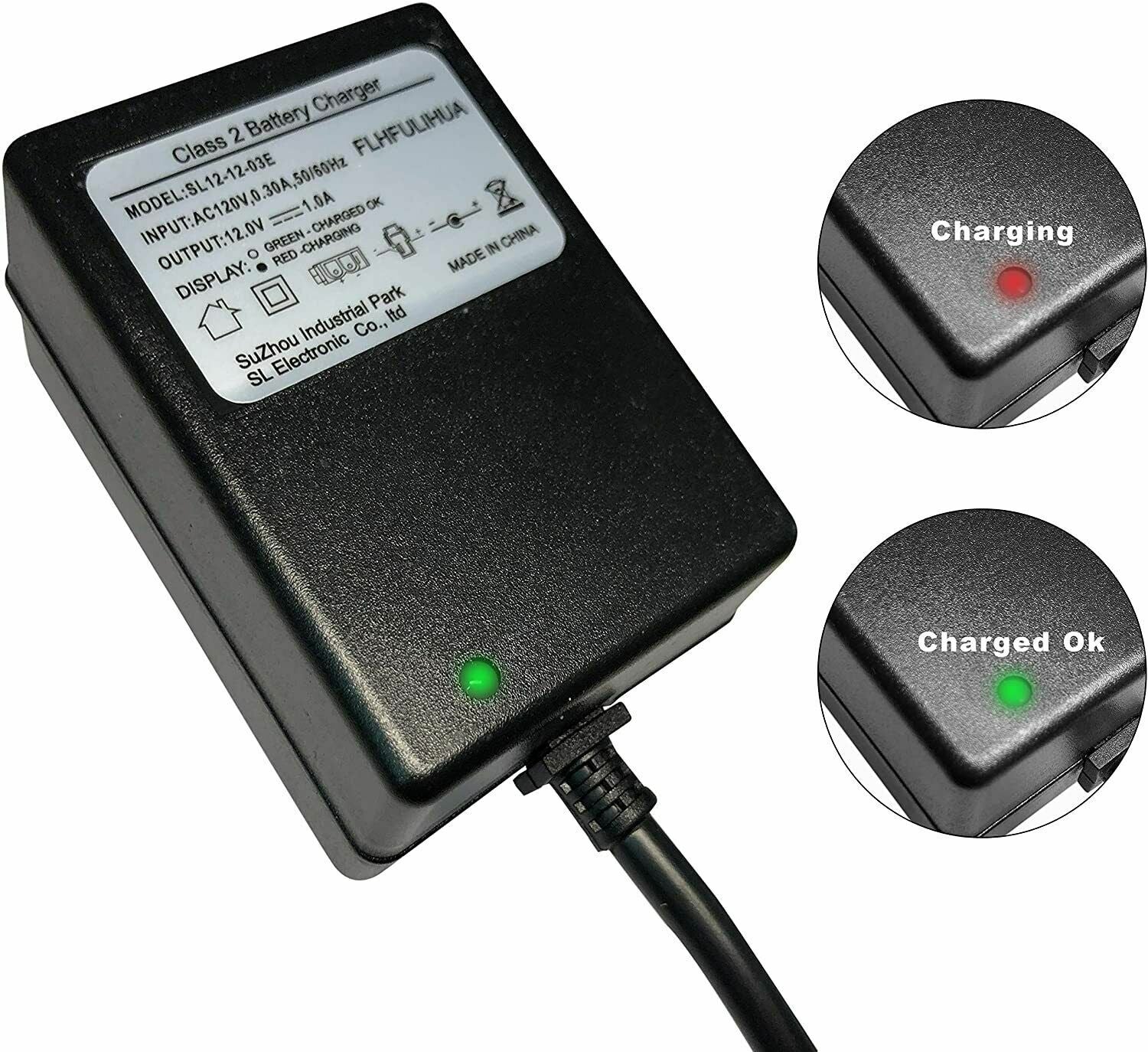 12 Volt 1A USB-C Battery Charger Adapter for Kids Ride-On Car Power Supply Trend Times 2