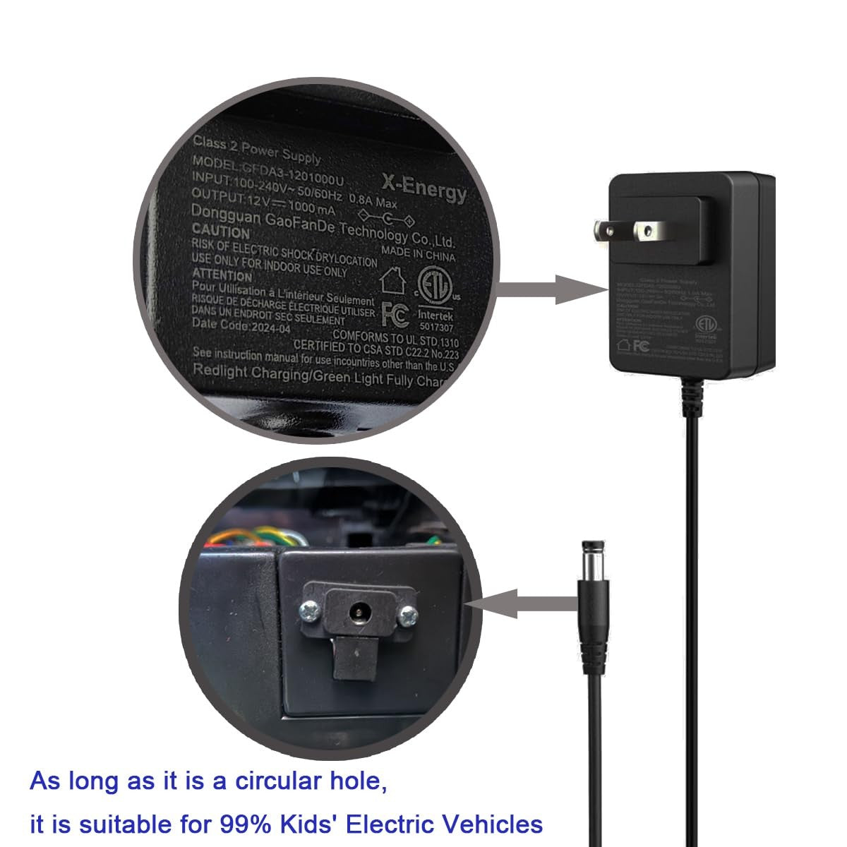 12 Volt Battery Charger for Kids Ride-On Toys and Toy Cars Trend Times 3