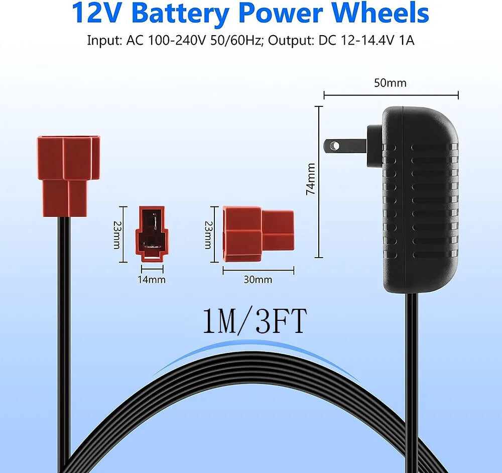 12 Volt 1A Battery Charger for Kids Electric Ride-On Cars and Toys Trend Times 1