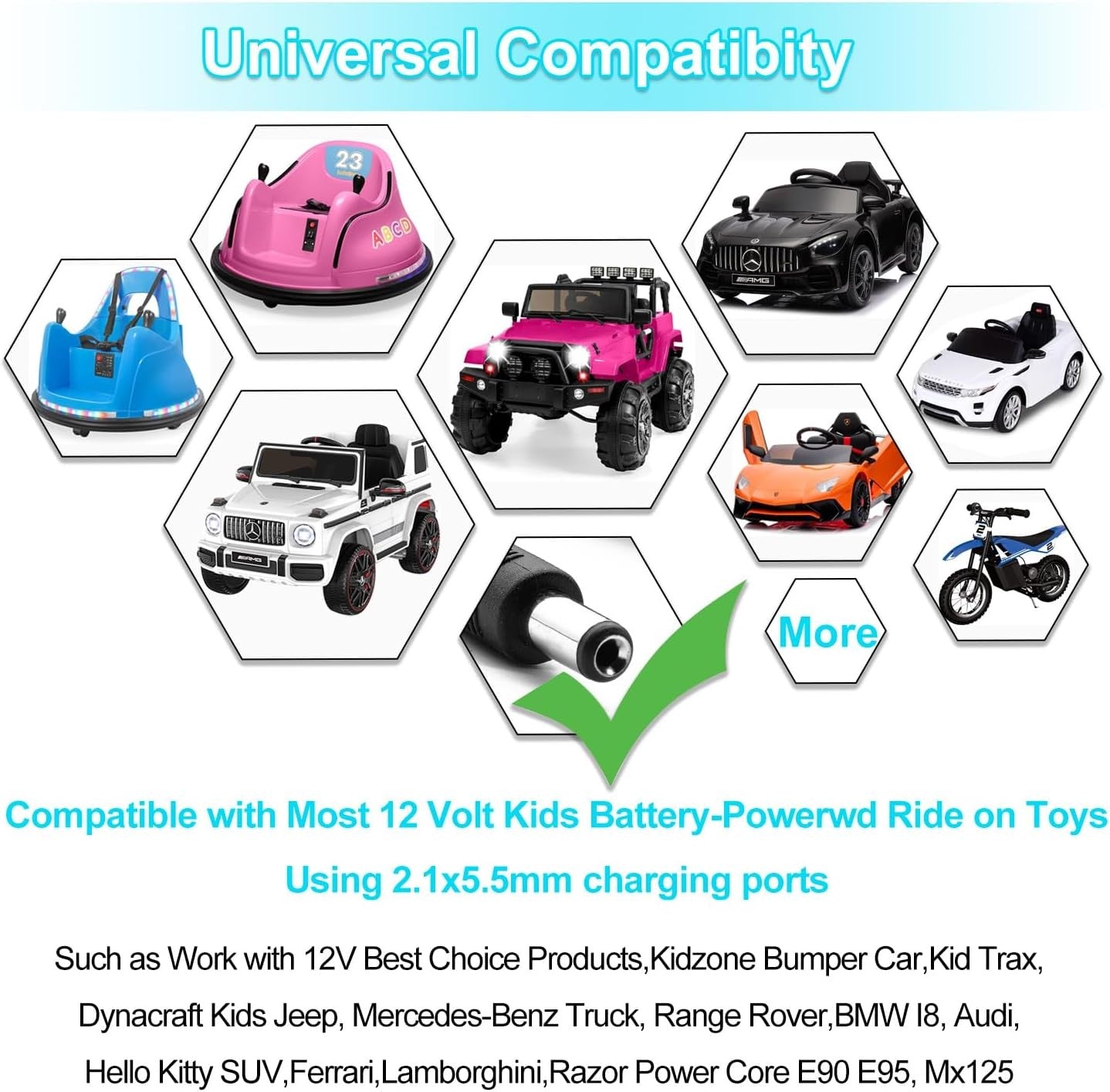 12 Volt Rechargeable Battery and Charger for Kids 12V Ride-On Toy Cars Trend Times 4