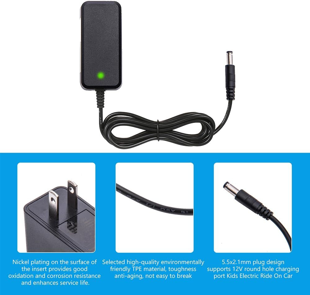 12 Volt Battery Charger for Kids Ride-On Toys and 12V Ride-On Cars Trend Times 6