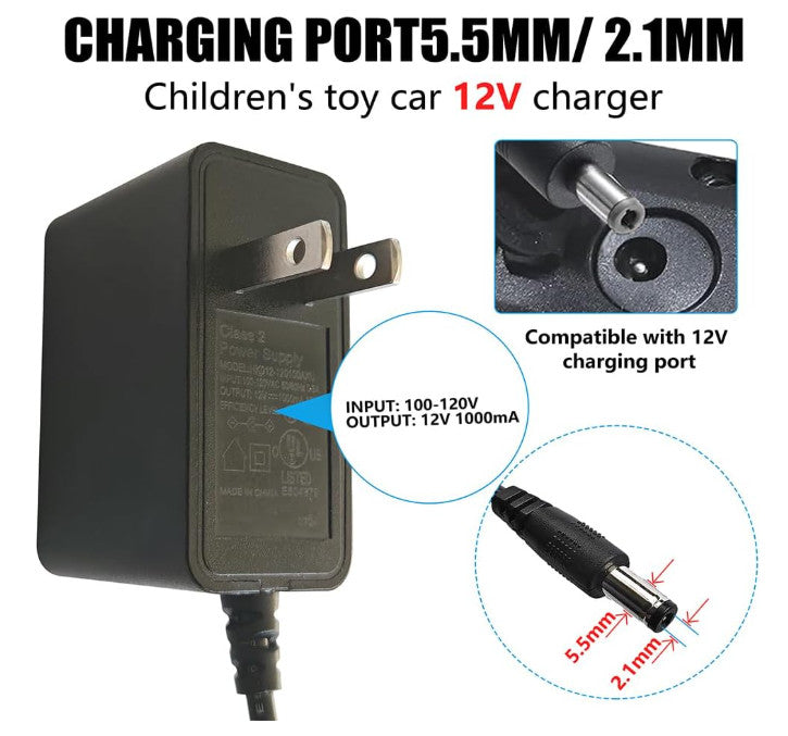 12 Volt Battery Charger for Kids Ride-On Toys and Cars Trend Times 2