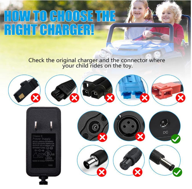12 Volt Battery Charger for Kids Ride-On Toys and Cars Trend Times 3