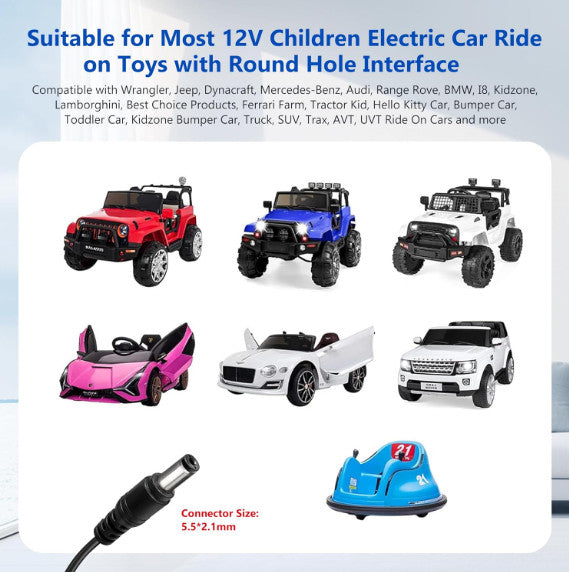 12 Volt 0.9A Battery Charger for Kids Electric Ride-On Car Toys Trend Times 1