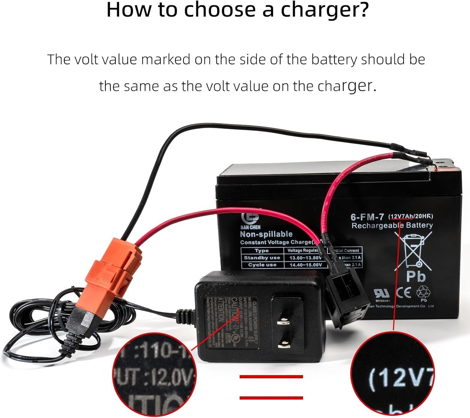 12 Volt Battery Charger with Wire for Kids Ride-On Toys and Cars 12V Trend Times 6