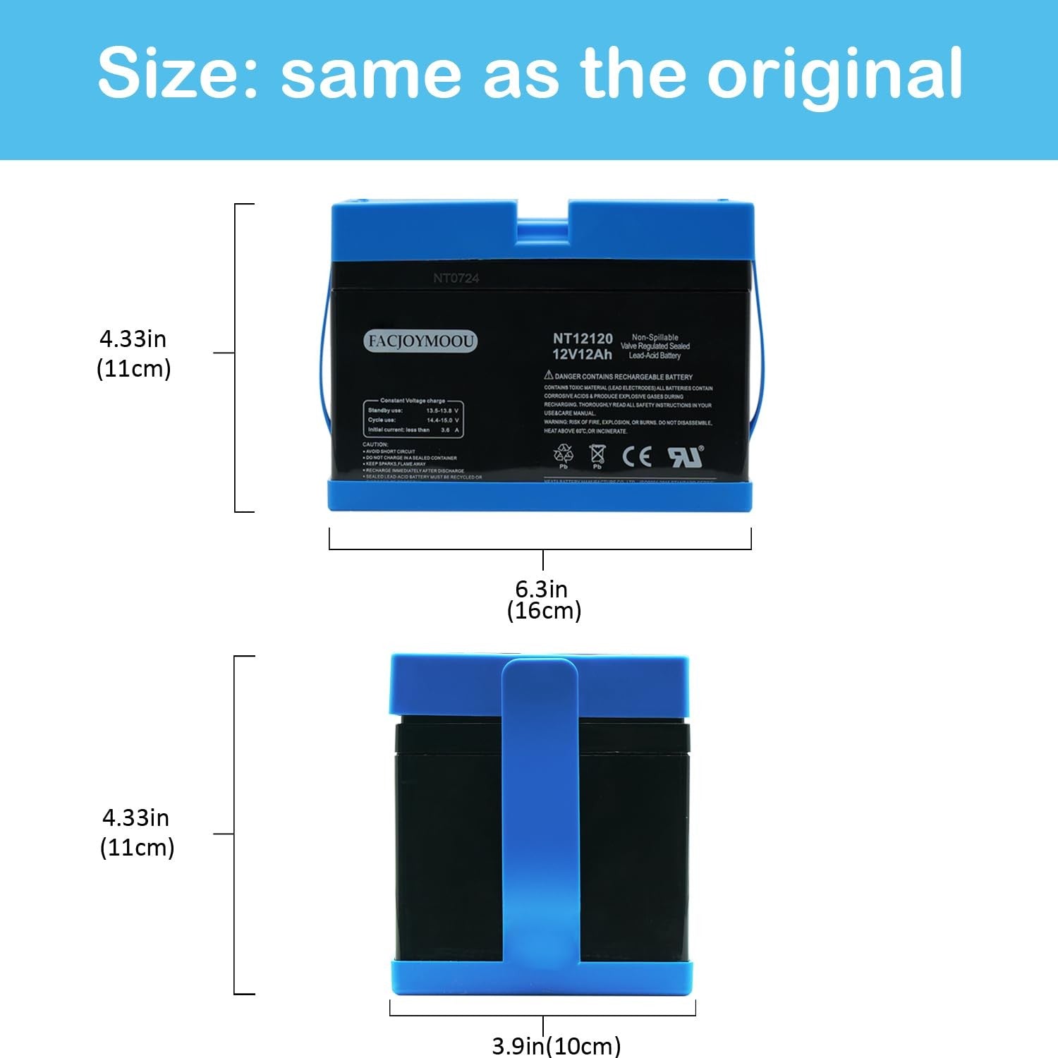 12 Volt Rechargeable Battery Compatible with Peg Perego John Deere Gator Polaris Gaucho Rock'in Case Trend Times 6
