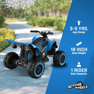 Volt Blue Phantom Battery-Powered ATV with Action Wheels for Boys and Girls Trend Times 4