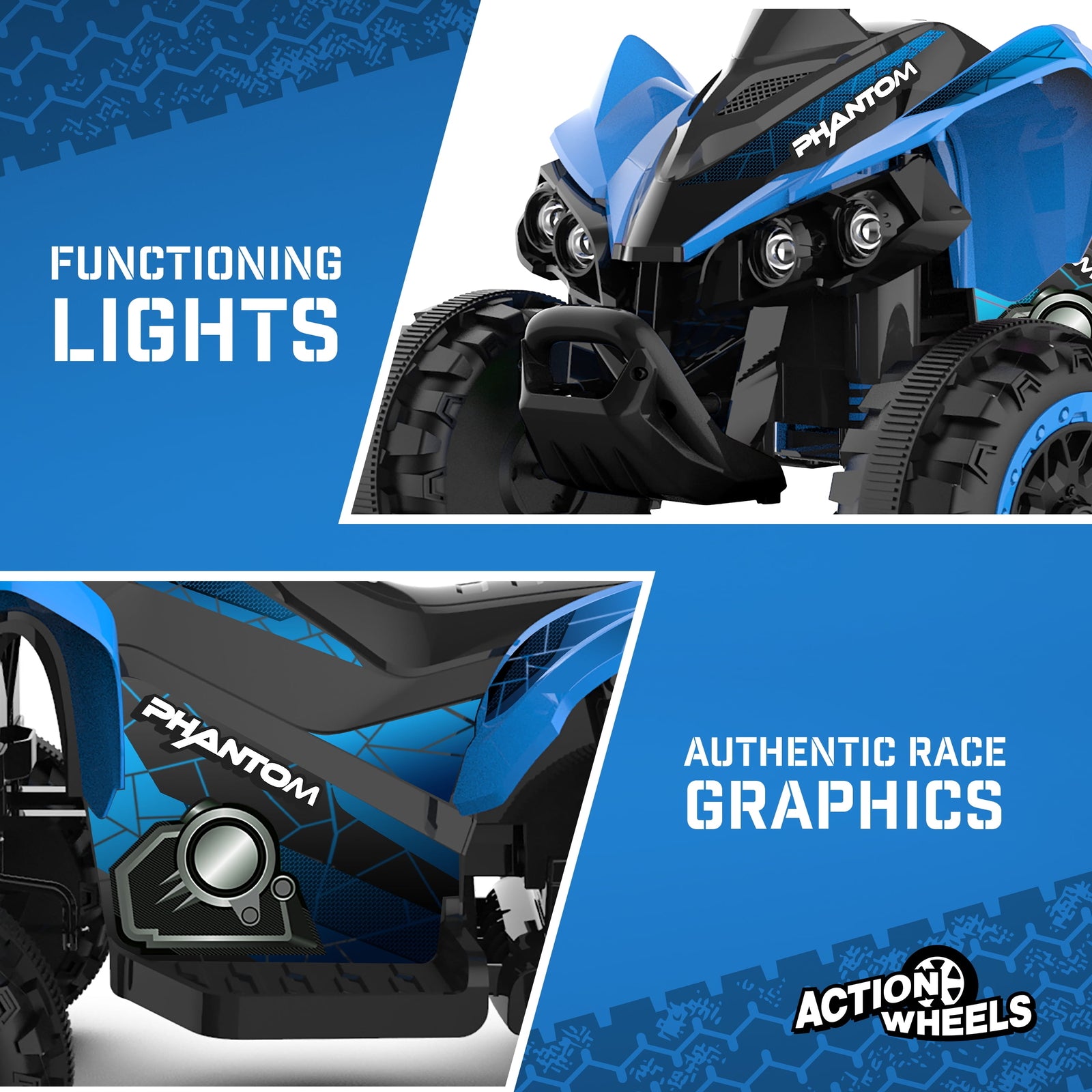 Volt Blue Phantom Battery-Powered ATV Ride-On for Boys and Girls Trend Times 4