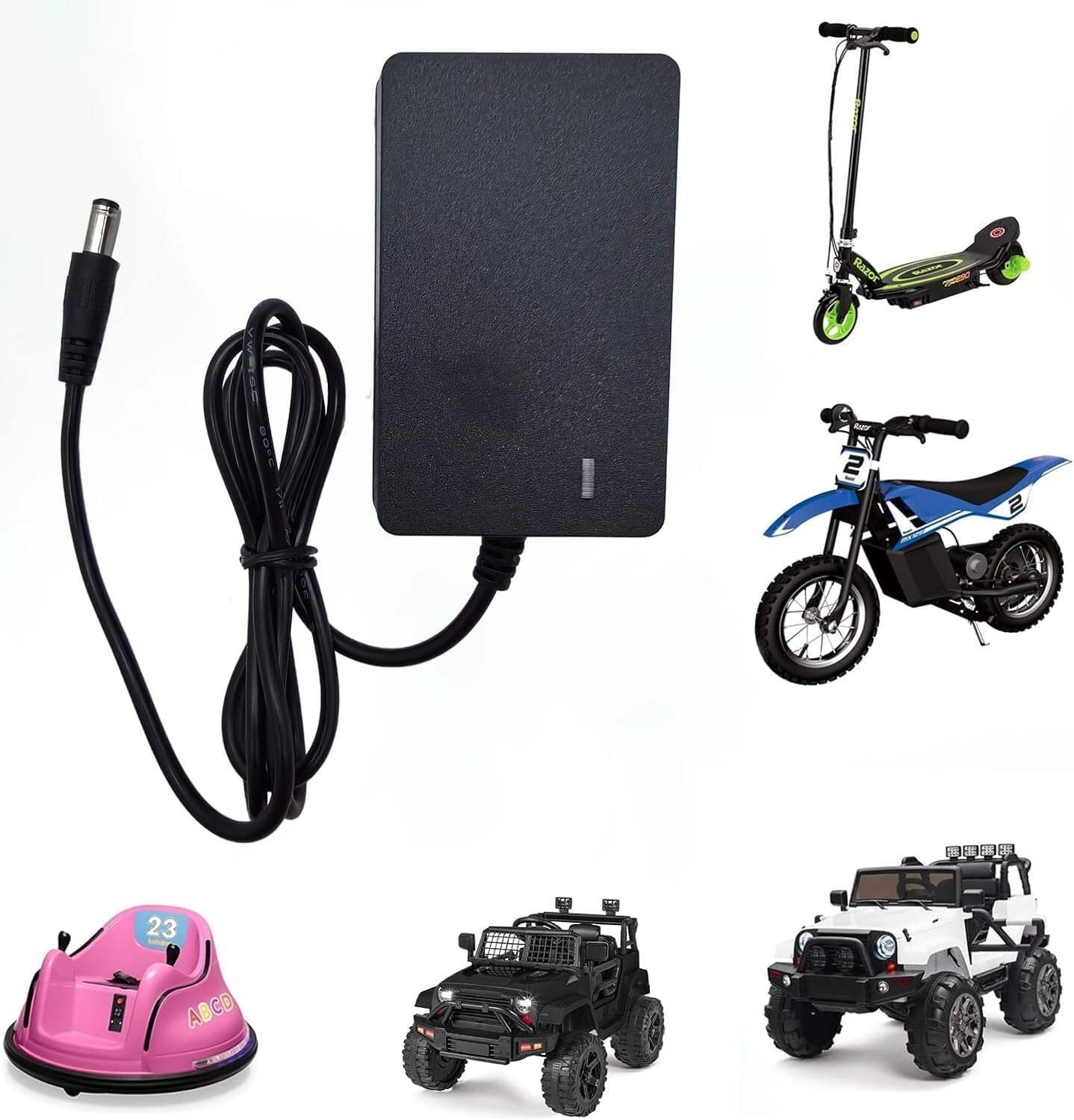 12 Volt Charger for Kids Electric Ride-On Cars Compatible with Razor Wrangler SUV Trax Dynacraft Trend Times 1